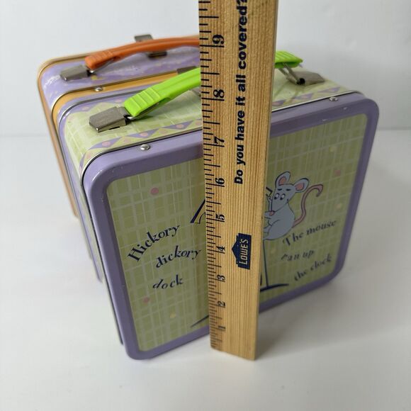2 Vintage Metal Lunch Boxes Hey Diddle Hickory Dickory Dock Nursery Rhymes 90s - Picture 11 of 16